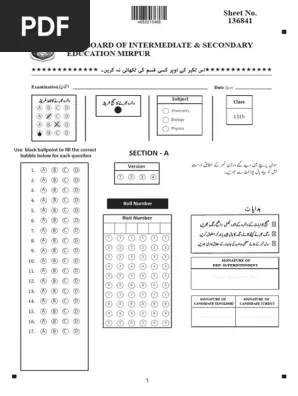 Examination Sheets Board Pattern